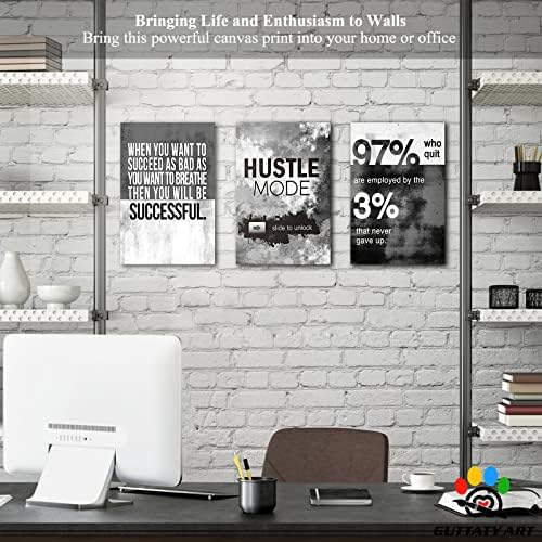 Office Wall Art-3 Panel Motivational Art, Inspirational Quotes Canvas - Image 2