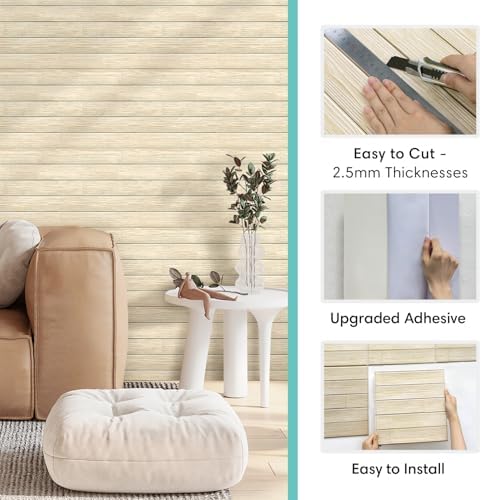 Commomy 3D Faux Wood Peel and Stick Wall Tiles 10 Pcs 11.8" x 11.8" - Image 5