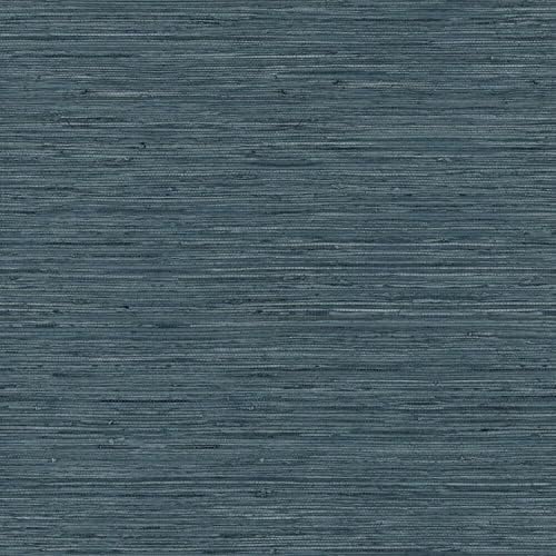 RoomMates RMK11314WP Blue Faux Grasscloth Non-Textured Peel and Stick Wallpaper by RoomMates