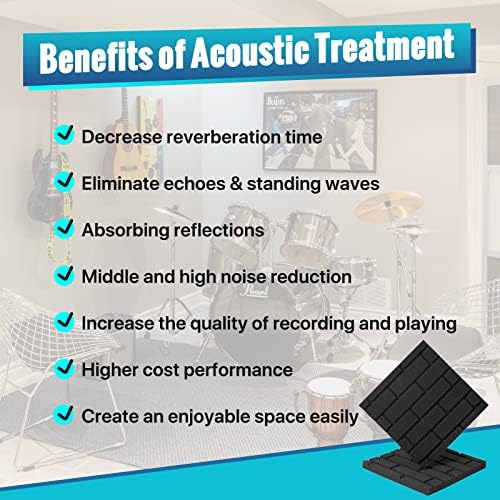 Sound Proof Foam Panels, Kuchoow 12 Pack Acoustic Panels 1" X 12" X 12" Sound - Image 6