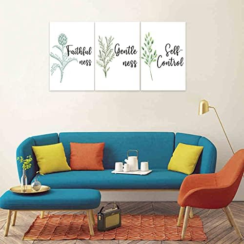 3 Piece Inspirational Wall Art, Quote "Faithfulness Gentleness Self-control" - Image 2