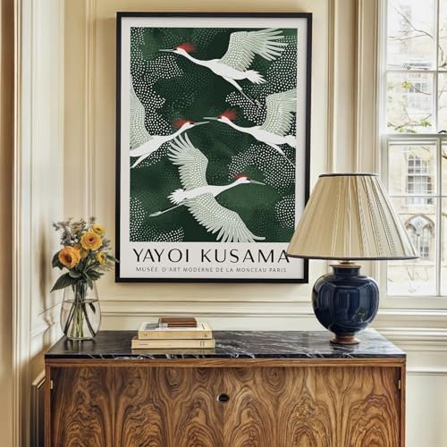 Black Framed Canvas Wall Art Japanese Flying Cranes Artwork 20x30in Vintage - Image 4