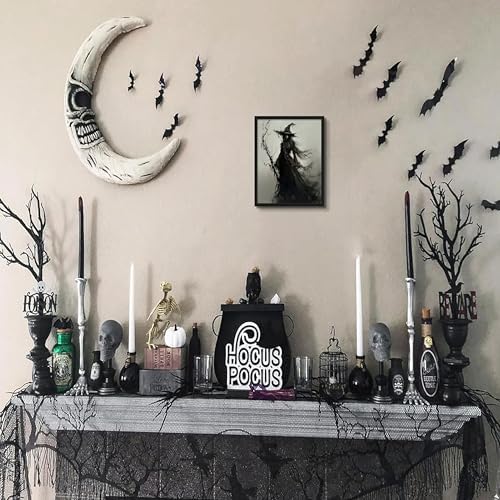 Vintage Halloween Dark Witch Canvas Wall Art, Mysterious Witch - Image 2