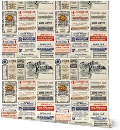 Spoonflower Vintage Pharmacy Peel and Stick Wallpaper by Spoonflower