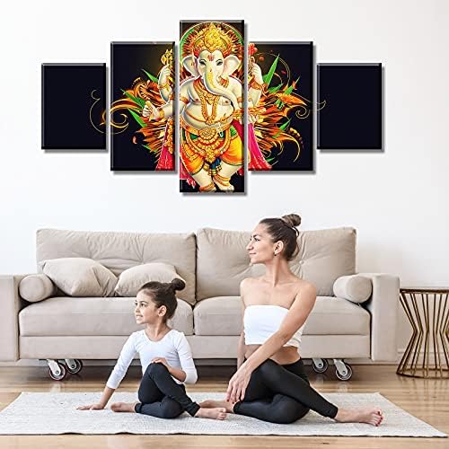 DJSYLIFE Hindu God Wall Art Ganesha Wall Decor Elephant God Canvas Prints - Image 3