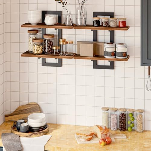 HOOBRO Floating Shelves for Wall, Wall Mounted Storage Shelves 2-Tier, Hanging - Image 3
