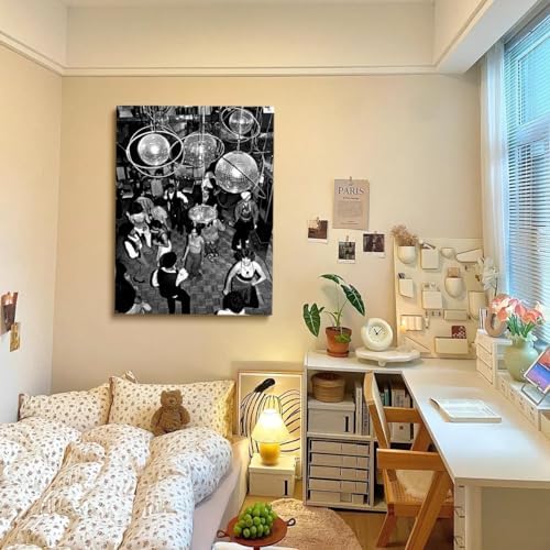 Disco Party Poster Black and White Vintage Prints Retro Wall Art Disco Ball - Image 3