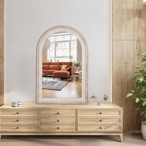 36x24 Inch Arched Wall Mirror, Rustic Farmhouse Wood Mirrors - Image 7