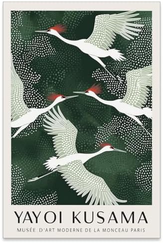 Japanese Flying Cranes Wall Art Vintage Bird Pictures Aesthetics Posters by Unknown