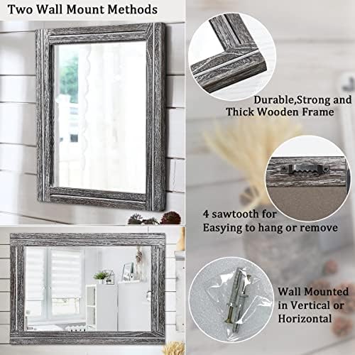 AAZZKANG Rustic Mirrors Large Wood Framed Wall Mirror 28"x20" Rectangle - Image 3