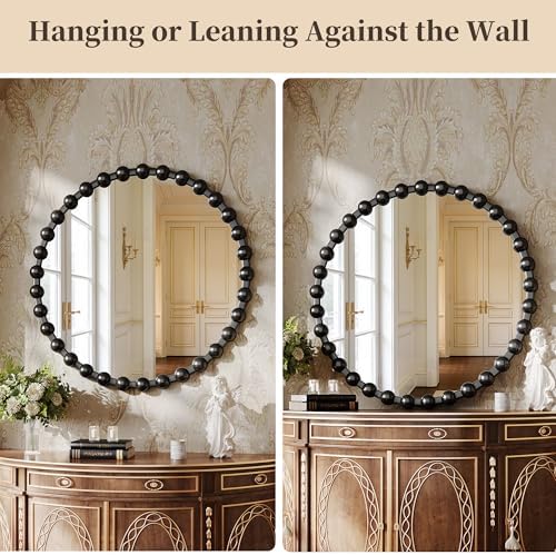 28 Inch Black Round Mirror, Circle Wall Mirror Vanity - Image 6