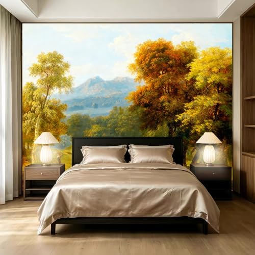 Colorful Autumn Forest Scenery Oil Painting Style self-Adhesive Mural by SIDIANYA