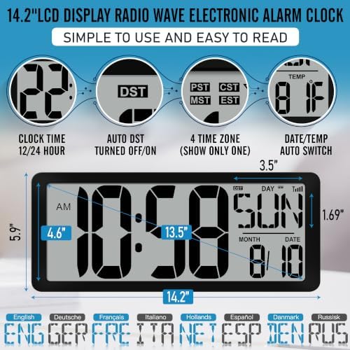 14.2" Large Atomic Digital Wall Clock - Image 6
