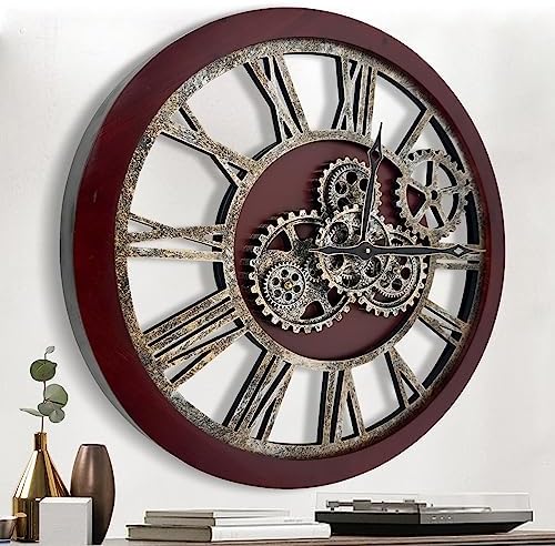The B-Style Large Wall Clock 24 inch Moving Gear Wall Clock Oversized Vintage by TheB-StyleTB