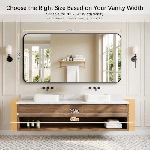DESBING 72" x 36"Bathroom Mirror, Matte Black Wall Mirror - Image 3