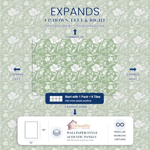 PINWELIFE® Acoustic Art Tiles – 8-Pack 12"x16" Sound Absorbing Panels, Seamless - Image 5