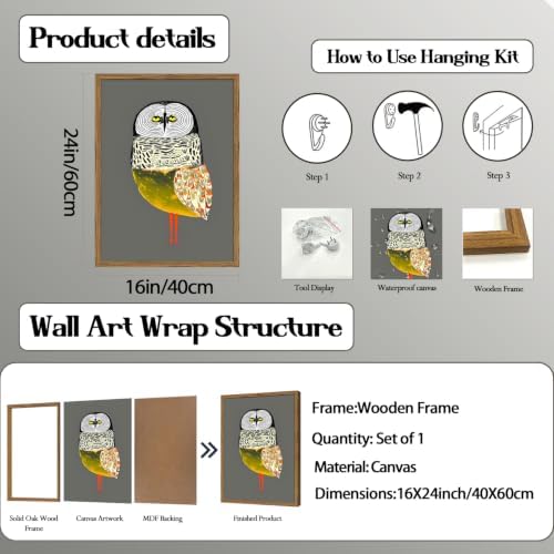 Funny Owl Wall Art, Whimsical Bird Wall Decor Painting Cute Animal Poster - Image 4