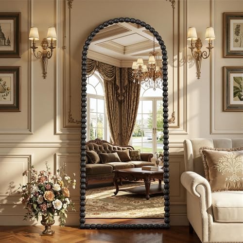 Antok 58" x 21" Arched Full Length Mirror, Antique Beaded Frame Floor Standing by AntokMirror