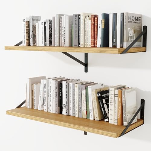 Deep Wall Shelves 36"W x 12"D Engineered Wood Floating Shelves by Venusmiles