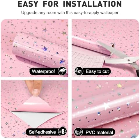 JPK Pink Holographic Star Wallpaper - Image 4