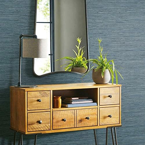 RoomMates RMK11314WP Blue Faux Grasscloth Non-Textured Peel and Stick Wallpaper - Image 3