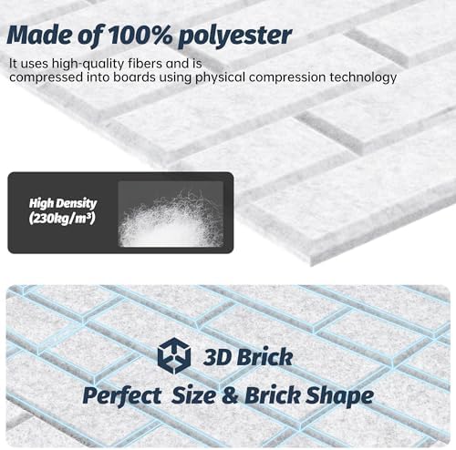 12Pack wall panels, 3D Brick Pattern Sound Proof Panels - Image 3