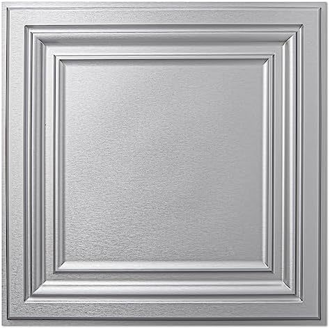 Art3d Paintable 3D Ceiling Tiles, 2 x 2 ft, Argent Silver by Art3d