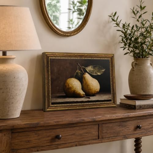 Vintage Gold Framed Pear Still Life Canvas Wall Art 12x16 Inch - Image 3