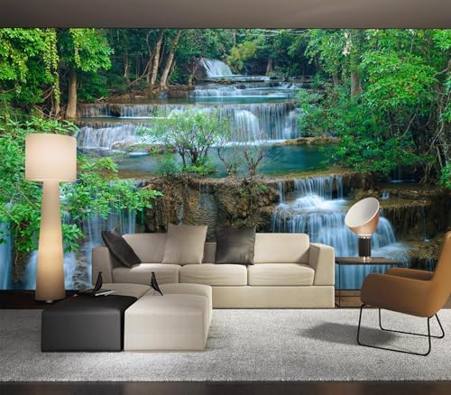 Stunning Tropical Forest Waterfall Landscape Wallpaper Peel Stick by Cliouar