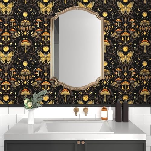 BOKEBEVE Vintage Butterfly Wallpaper Peel and Stick Black 17.5 x 118In - Image 4