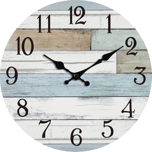 KECYET 18 Inch Large Wall Clock Battery Operated Silent Non Ticking Coastal by KECYETWALLCLOCK