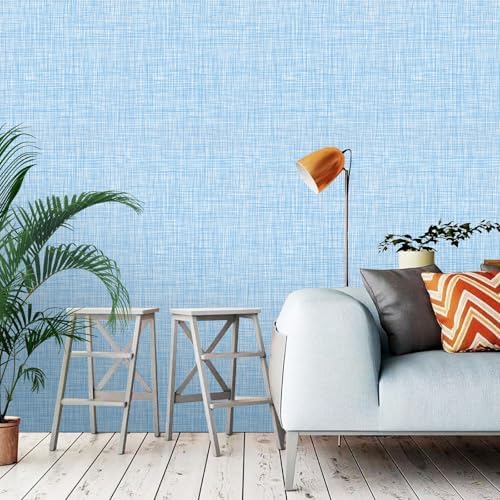 Blue Grasscloth Wallpaper 17.3"x 236" Peel and Stick Wallpaper Self-Adhesive - Image 6