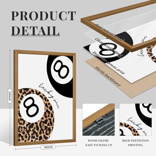 Trendy Leopard Wall Art Cheetah Print Canvas Wall Decor 8 Ball Poster Preppy - Image 2