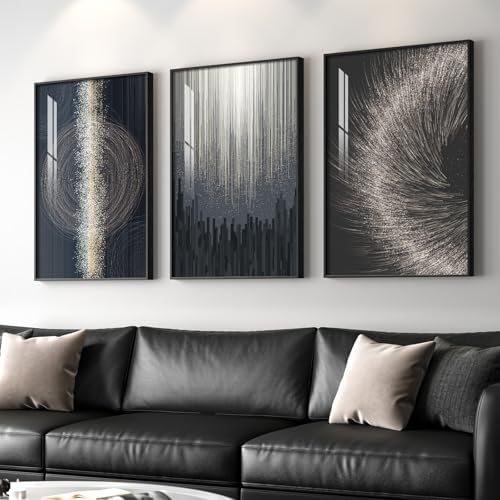 Large Black Silver Abstract Wall Art - Image 2