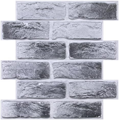 Commomy 3D Wall Panels Peel and Stick Faux Brick 10 Pcs 11.8" x 11.8" by CommomyDecor