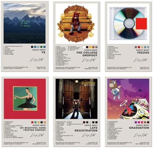 TUOCYERD Kanye West Poster Set of 6 Album Cover Posters Music Posters by TUOCYERD
