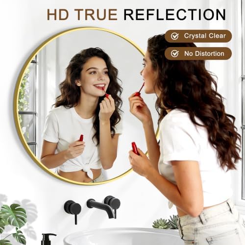 FGU Round Bathroom Mirror for Over Sink 22" Gold Circle Wall Mirror - Image 4
