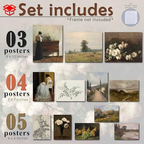 LANCHI95 12 Pcs Unframed Vintage Moody Reading Art - Image 2