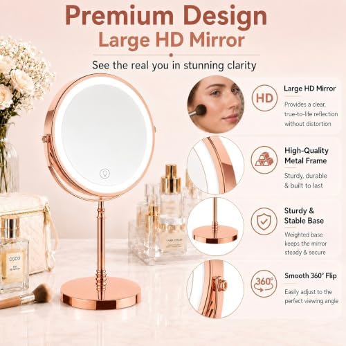 DEIOVWXS Makeup Mirror, Rechargeable Vanity Mirror - Image 6