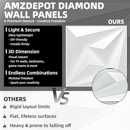 AMZDEPOT 50 Pack 3D Wall Panels, 12x12 Inch - Image 4