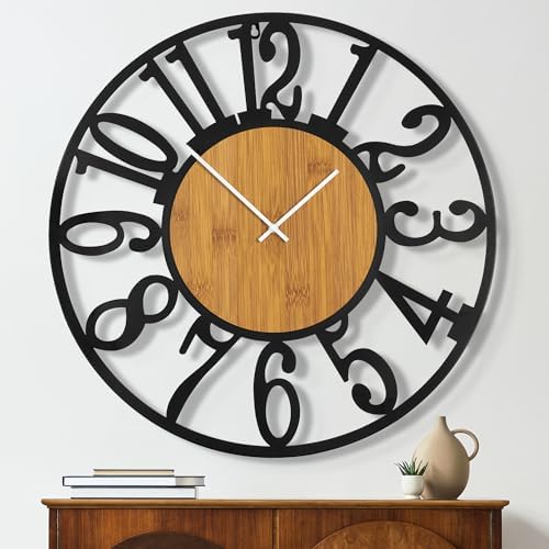Maxstar Large Round Wall Clock for Living Room Decor Battery Operated Non by Maxstar