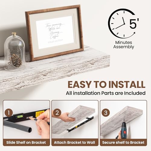 Acovy 36 Inch Floating Shelves for Wall 2 Pack, Wall Mounted Floating Shelf - Image 6