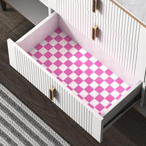 OSECAGE Pink Peel and Stick Wallpaper Checkered Contact Paper 17.7"x393" - Image 4