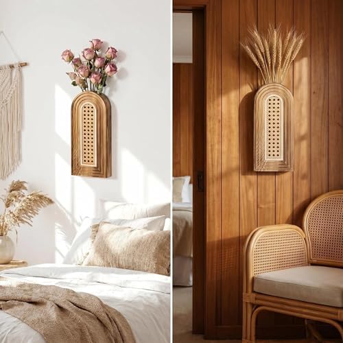 Dnnnii 2 Pack Wooden Wall Vase Set - Image 7