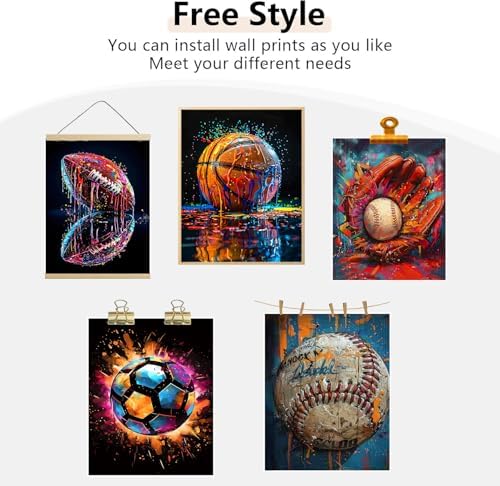 Msvenors Sports Canvas Wall Art Set of 9, Graffiti Style Basketball Baseball - Image 7