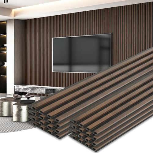 Art3d 8-Pack 96" x 6" WPC Wall Panels, 3D Wood Fluted Acoustic Accent Wall by Art3d