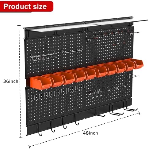 Ultrawall Pegboard Wall Organizer, 48 X 36 inch Garage Storage Pegboard - Image 2
