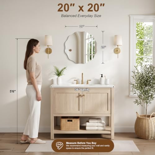 CILIBER Wavy Mirror for Wall, 3mm Tempered Glass Decorative Bathroom Vanity - Image 3