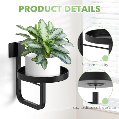 2 Pack Wall Plant Holder for Hanging Planters Indoor Outdoor Black - Image 5