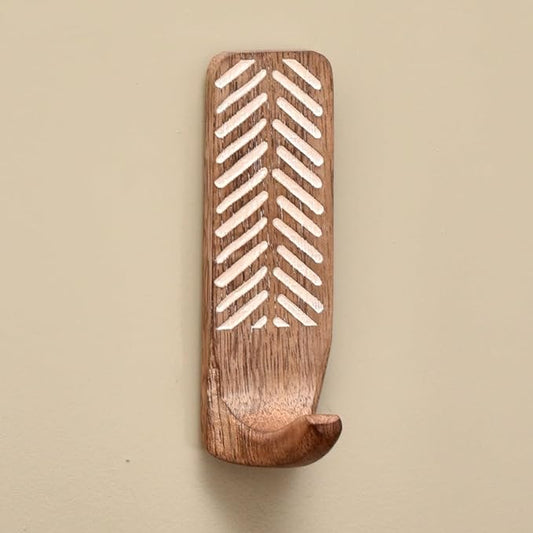 IndianShelf 10 LB- 6 Pieces Decorative Wood Adhesive Wall Hooks–Boho Peel and by IndianShelf